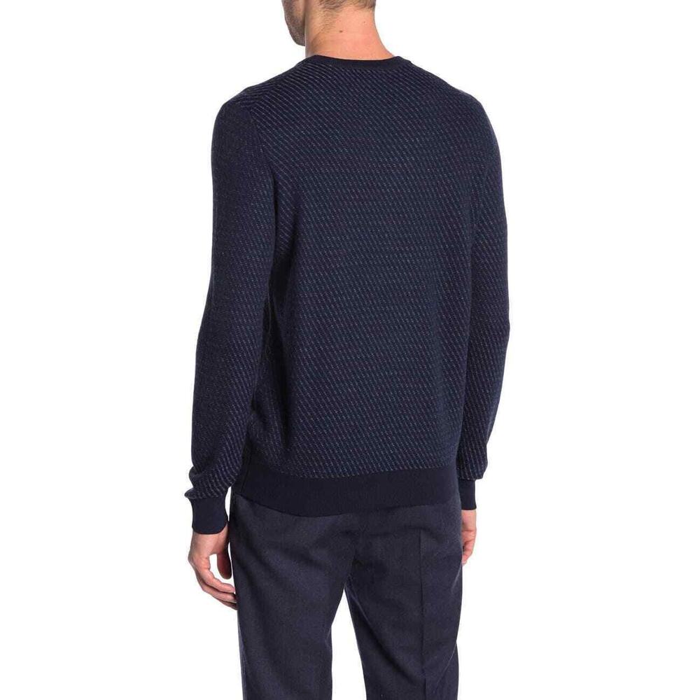 Toscano Crew Neck Printed Pullover Size L - Midnight Navy - Picture 2 of 2